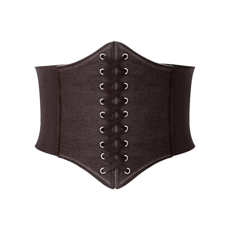 Punk Wide Waist Belt PU Leather Corset for
