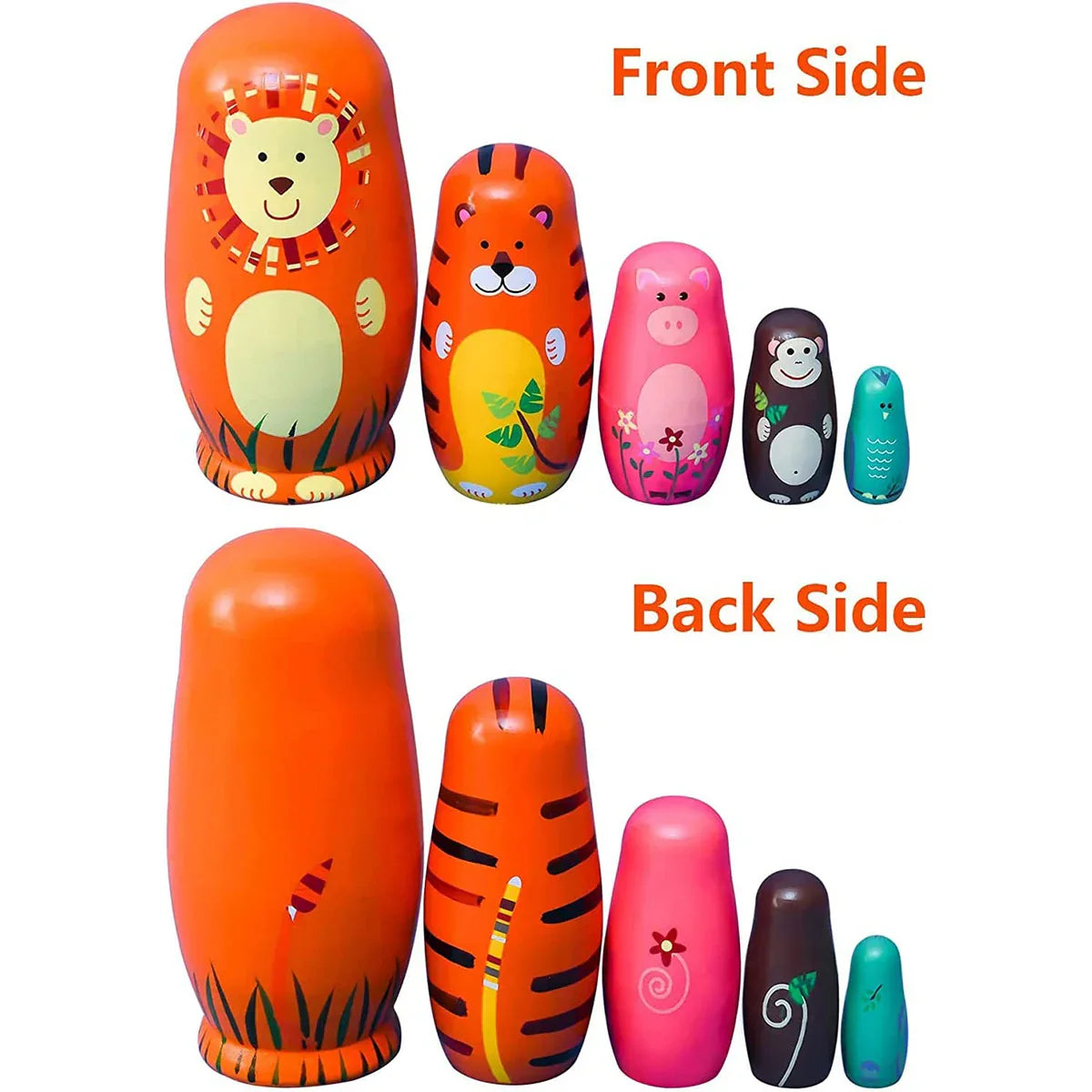 5PCS Matryoshka Dolls Nesting Dolls Cute Wood Russian
