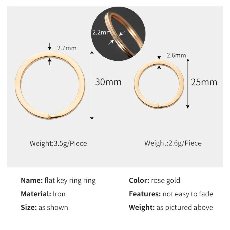 100 PcsLot Rose gold Key Ring Plated 25mm