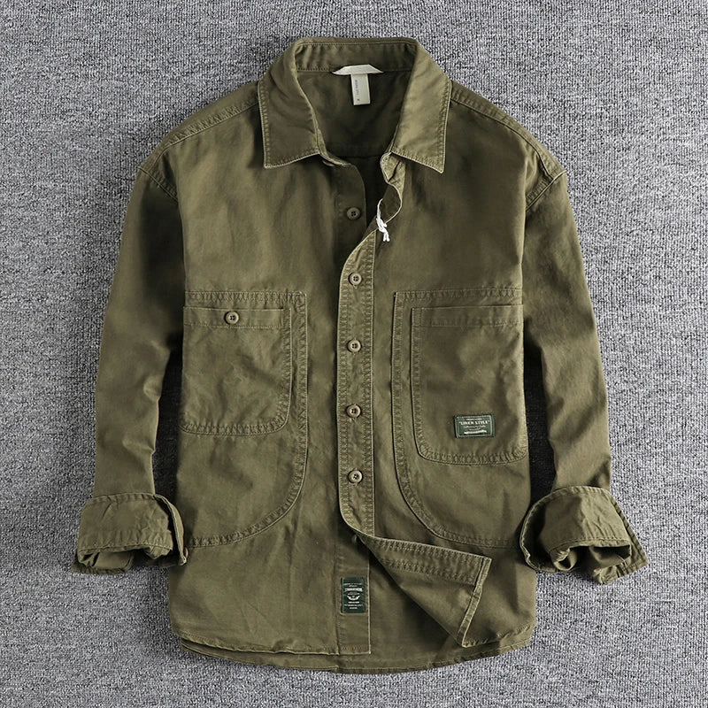 Tough Guy Style Heavyweight Washed Old Work Shirt