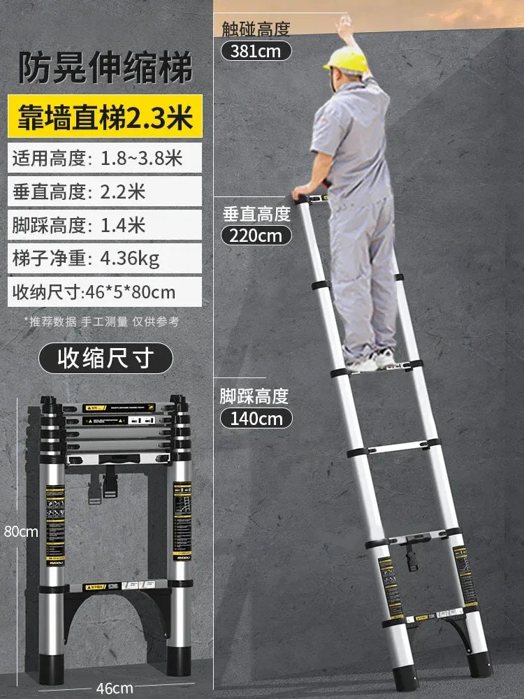 Home Kitchen Telescopic Ladder Aluminum Alloy Step Stools