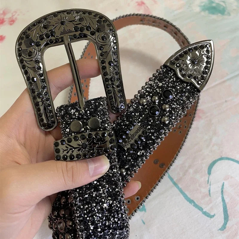 NOWISBB Y2K Rhinestones Belts Quality Western Cowgirl Cowboy