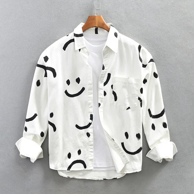 Spring Summer New 100% Cotton Casual Printed Shirt