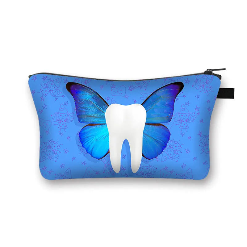 Cartoon Teeth and Tooth Fairy Print Cosmetic Case