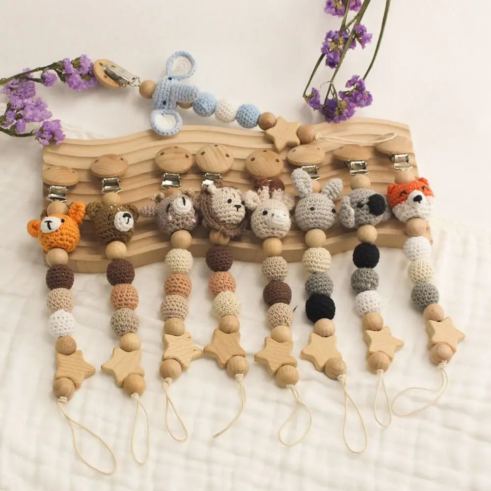 Soother Chain Dummy Clips Crochet Animal Pacifier Clips