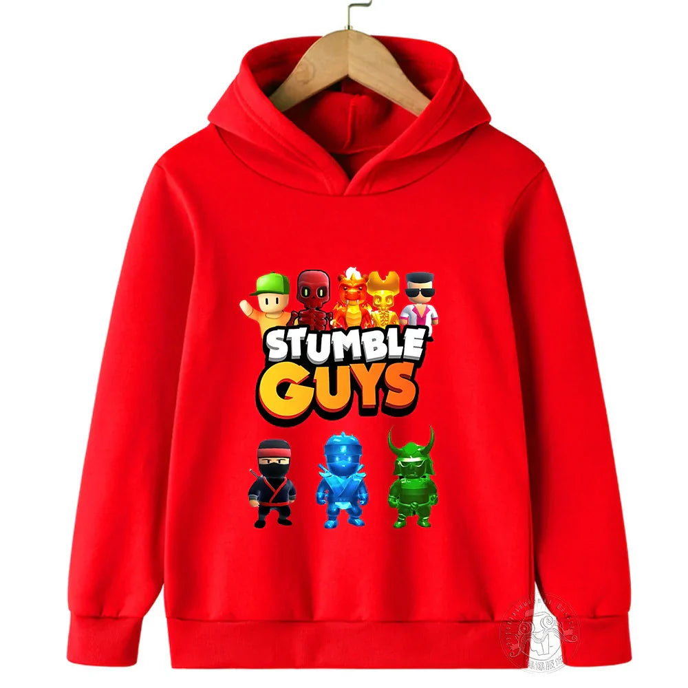 Kids Anime Stumble Guys Hooded Sweatshirts Long Sleeve