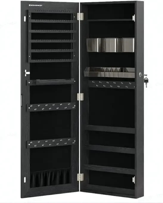 SONGMICS Mirror Jewelry Cabinet Armoire, Wall or Door
