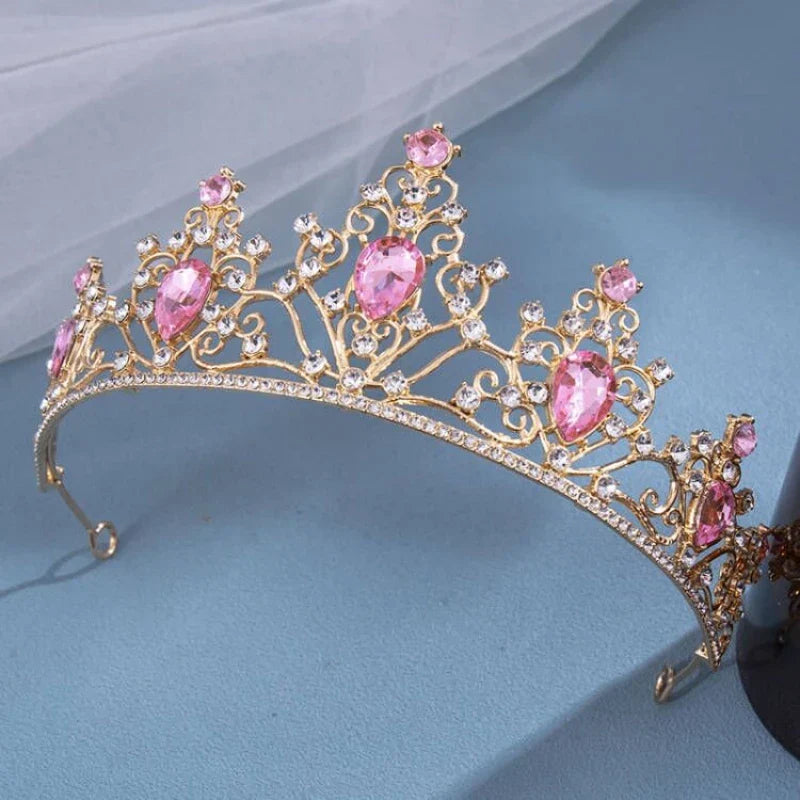 Pink Crystal Tiaras And Crowns Rhinestone Prom Diadem