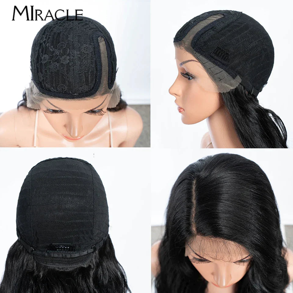 MIRACLE Synthetic Lace Front Wigs For Women Long
