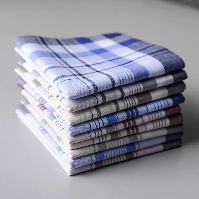 Lot Square Plaid Stripe Handkerchiefs Men Classic Vintage