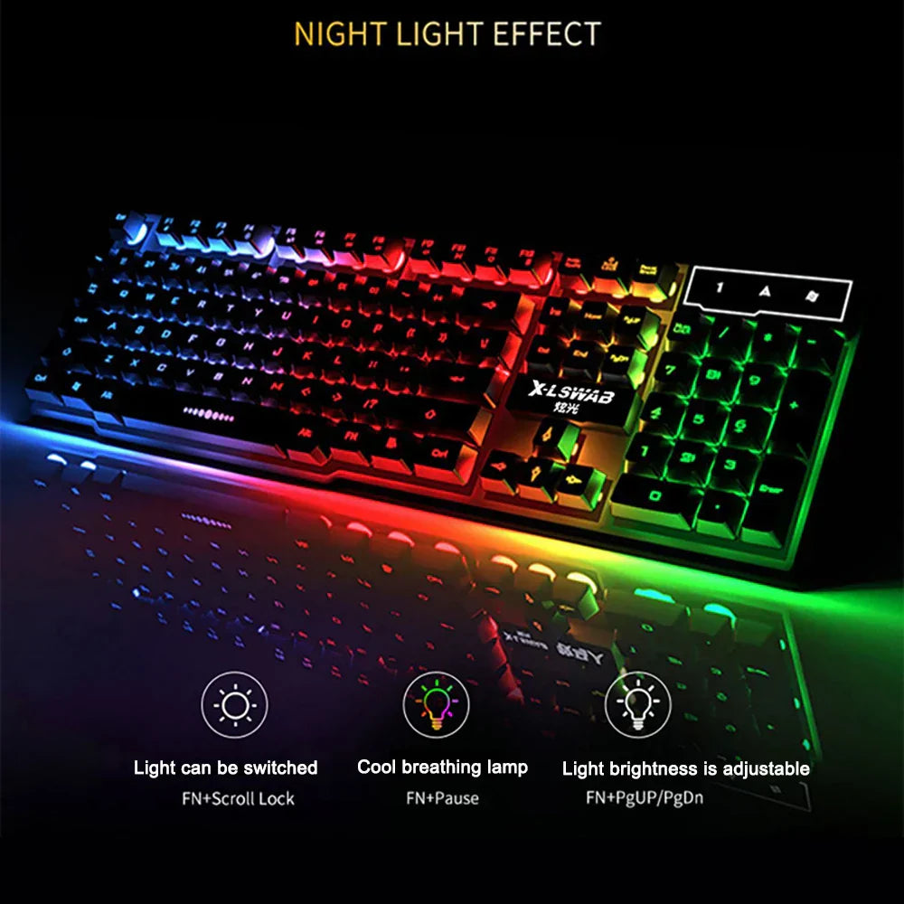 3-piece Set Gaming Keyboard Mouse Headphone Set Wired