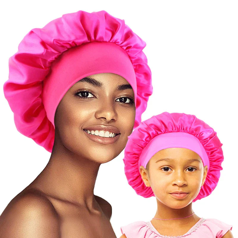 2PCS Mommy and Me set Elastic Band Satin