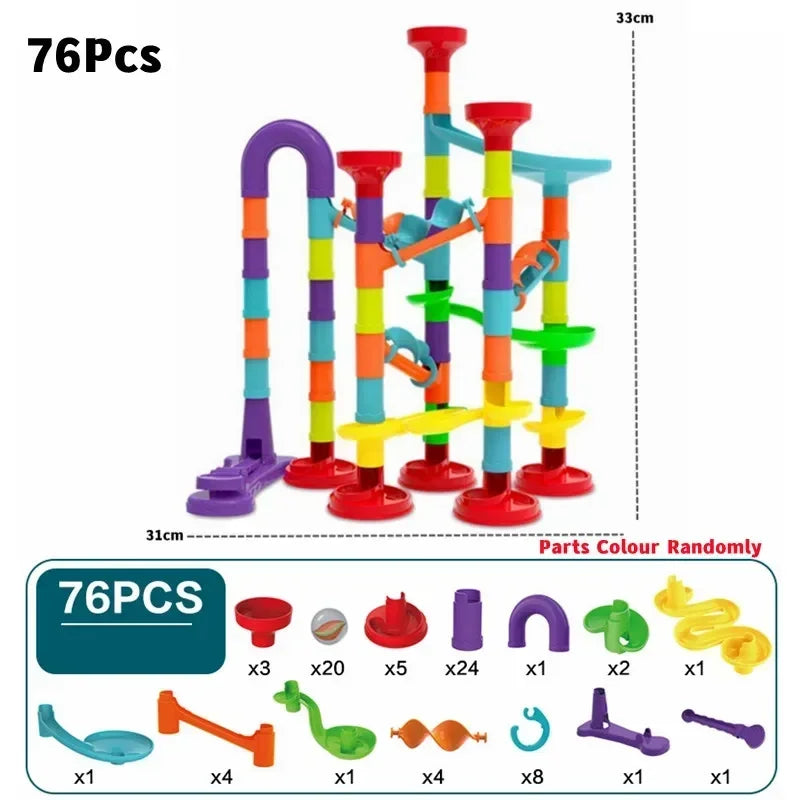 50/197Pcs Children Diy Game Marble Run Race Track