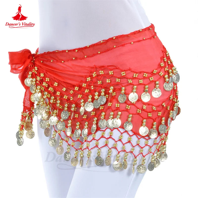 Belly Dance Belt for Women Chiffon Gold Coines