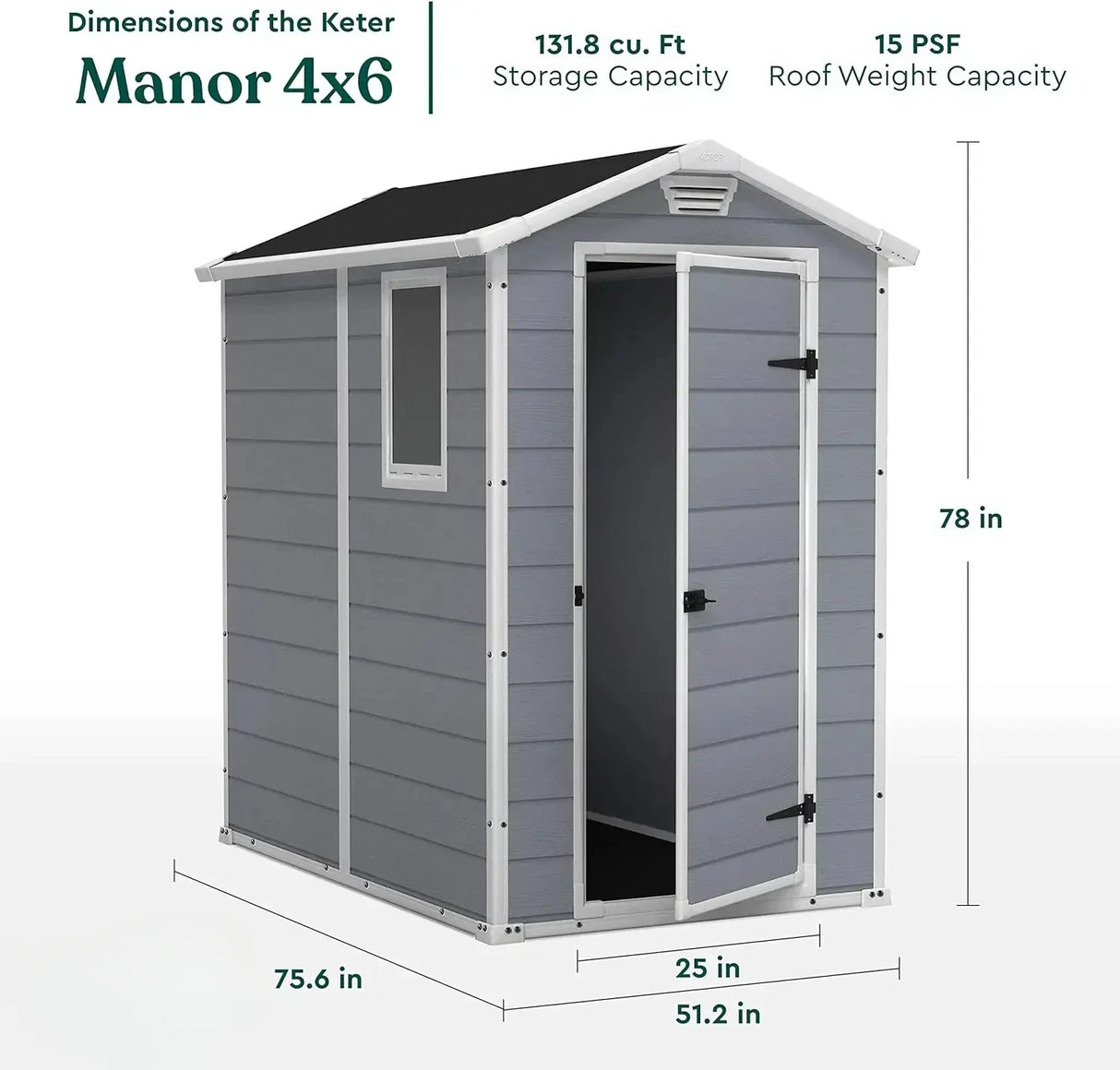 Manor 4x6 Resin Outdoor Storage Shed Kit-Perfect to