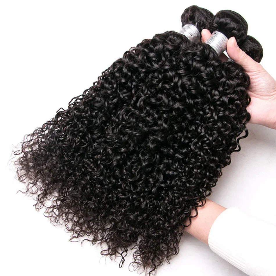 12A Kinky Curly Human Hair Bundles With Frontal