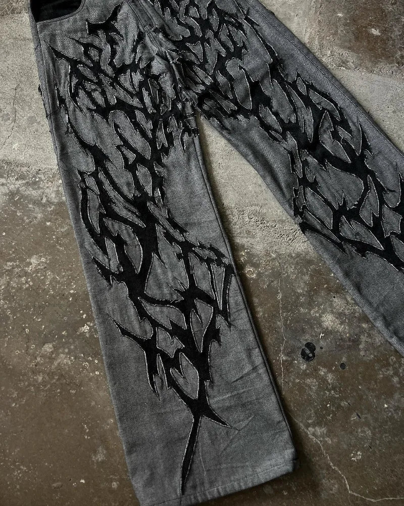 European and American Fashionable High-waisted Trousers Raw Edge