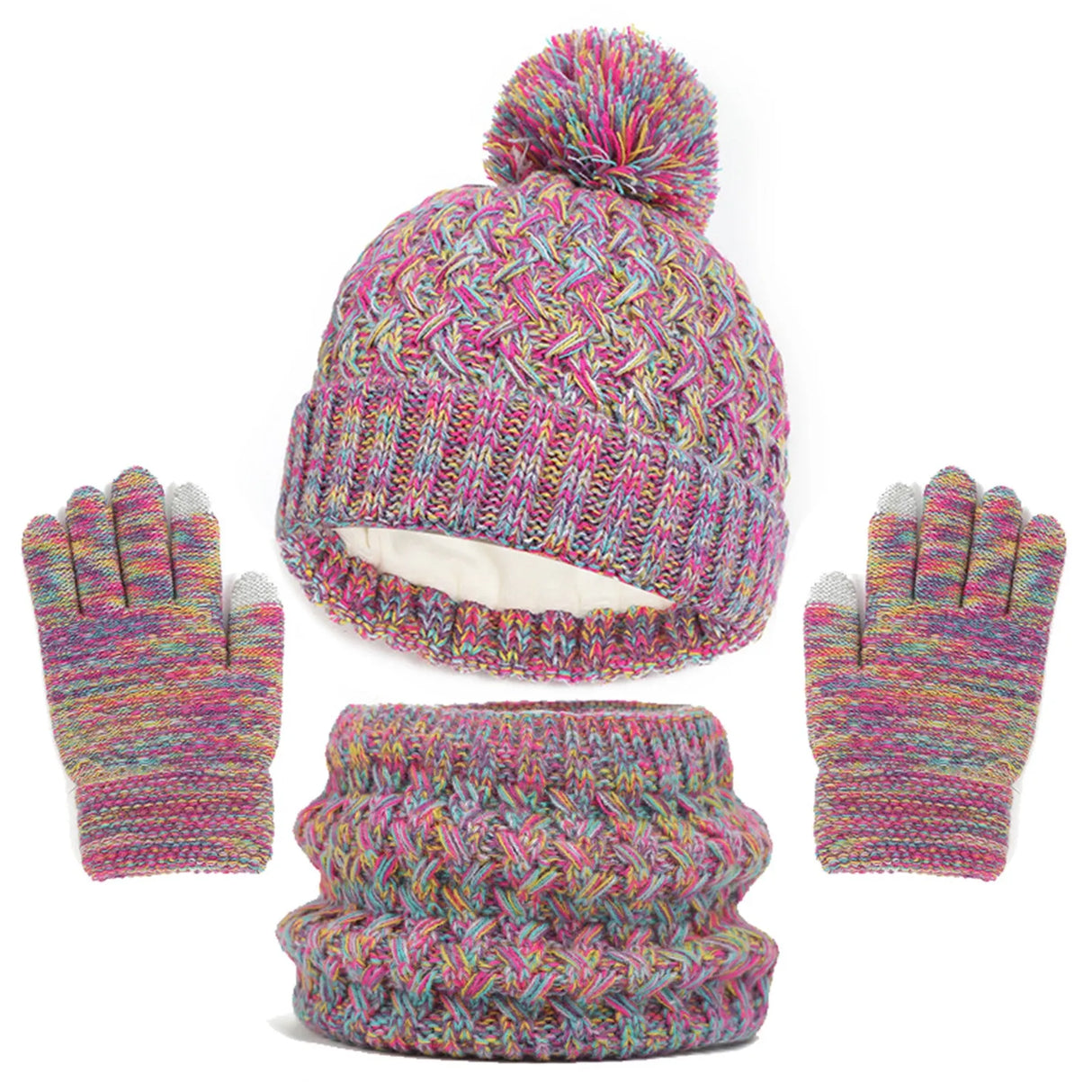 Kids Winter Hat Gloves Scarf Set Girls Toddler