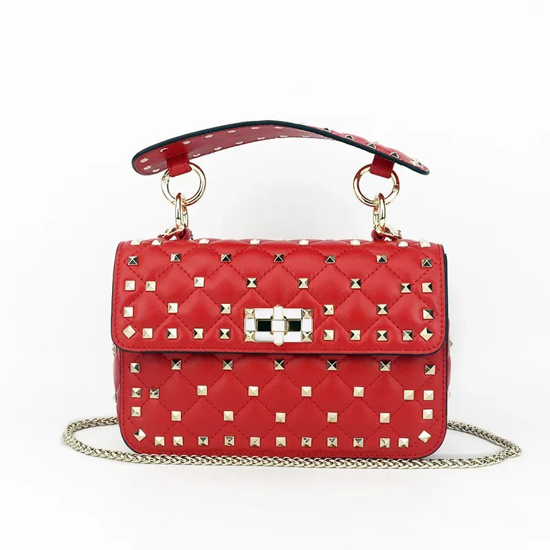 2024 New Fashion Women Sheepskin Leather Rivet Handbags