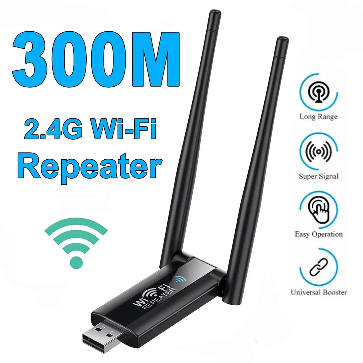 2.4G 300Mbps Wireless USB WiFi Repeater Extender WiFi