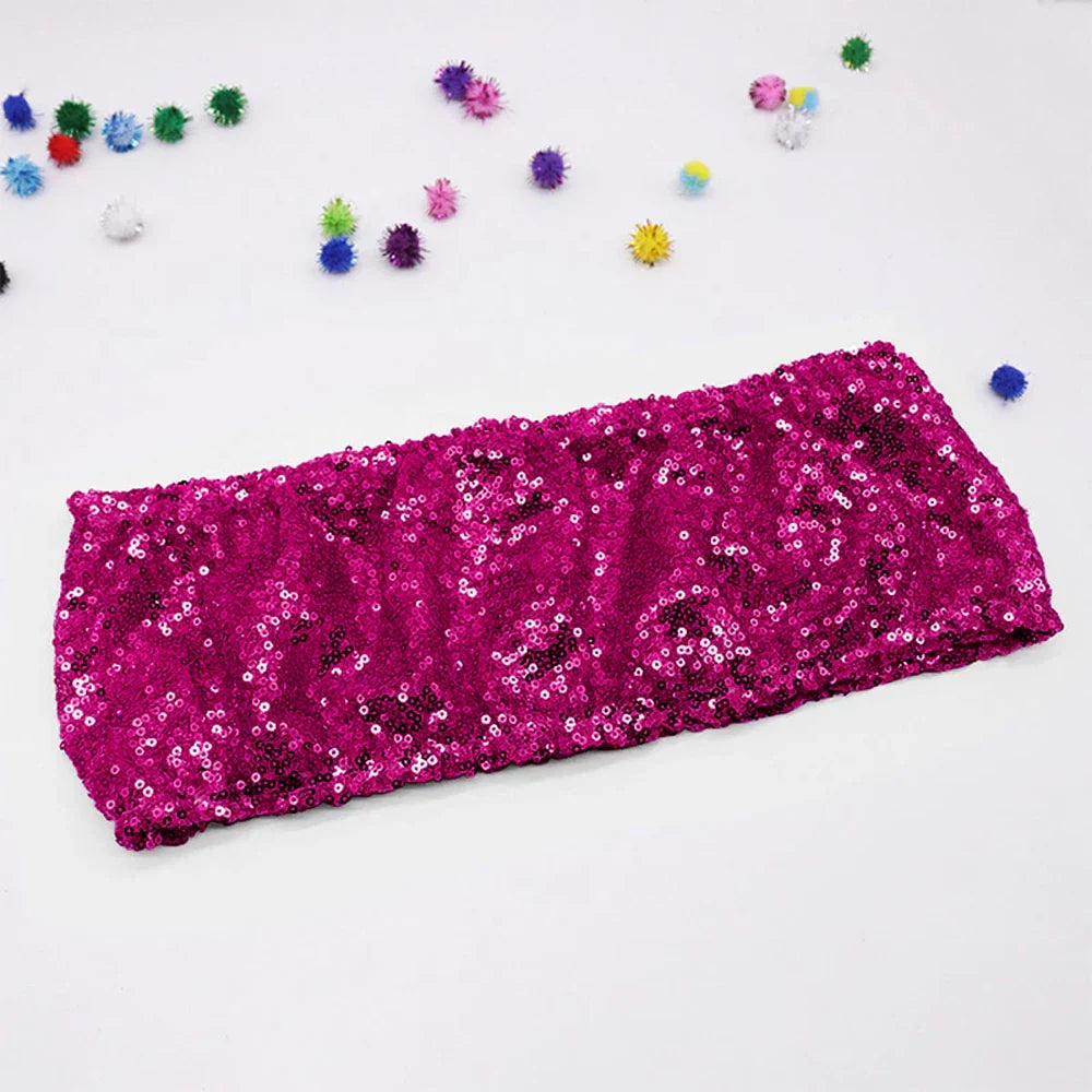 10/50pcs Gold Sequin Chair Sashes Sliver Party Chair