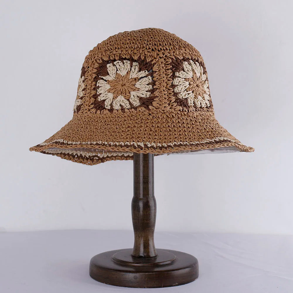 Hollowed Womens Straw Hats crochet hat bucket hat