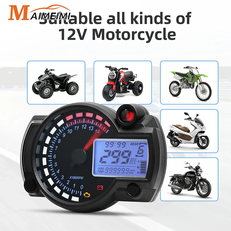 2023 Universal LCD Digital Motorcycle Speedometer