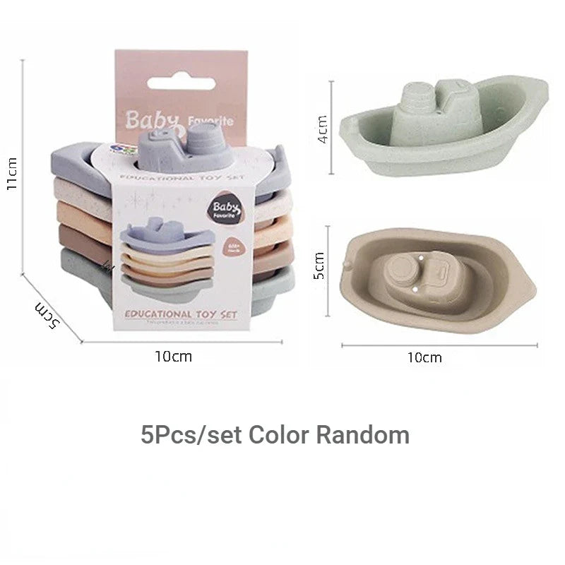 Baby Bath Toys Stacking Boat Toy Colorful Floating