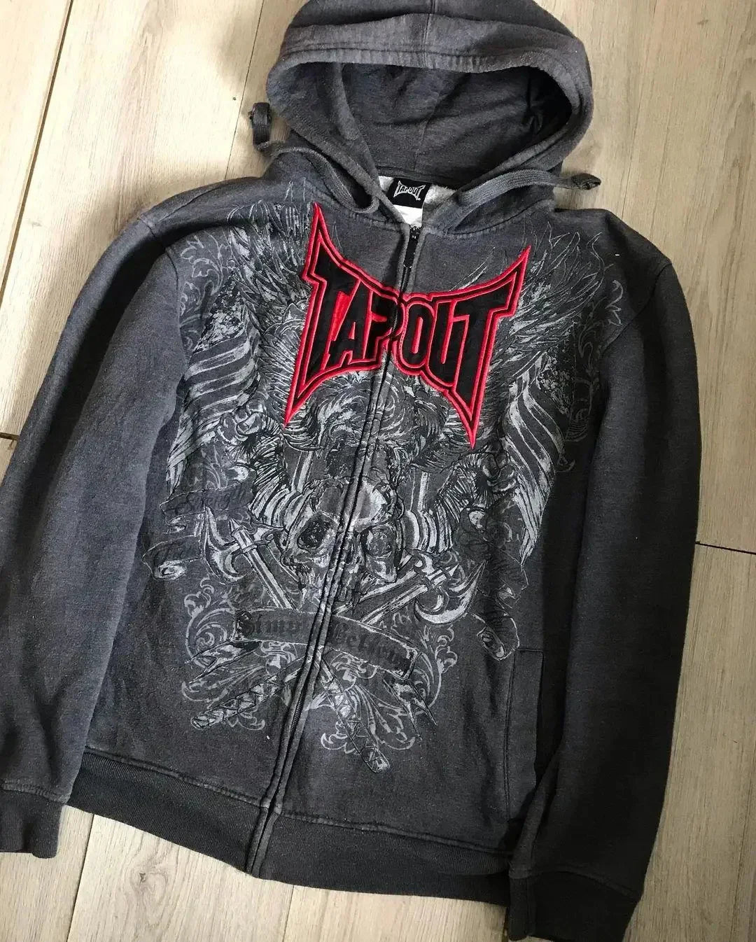 Gothic Skull Pattern Zip Up Hoodies Men Y2K