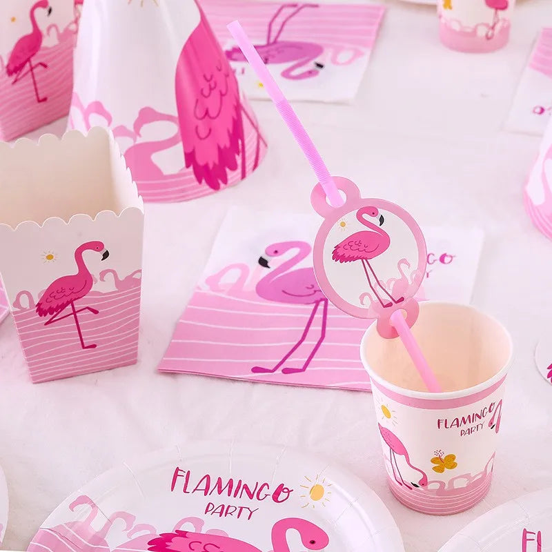 Flamingo Tableware for Birthday Decoration,Knife,Fork and Spoon,Dinner Set,Disposable