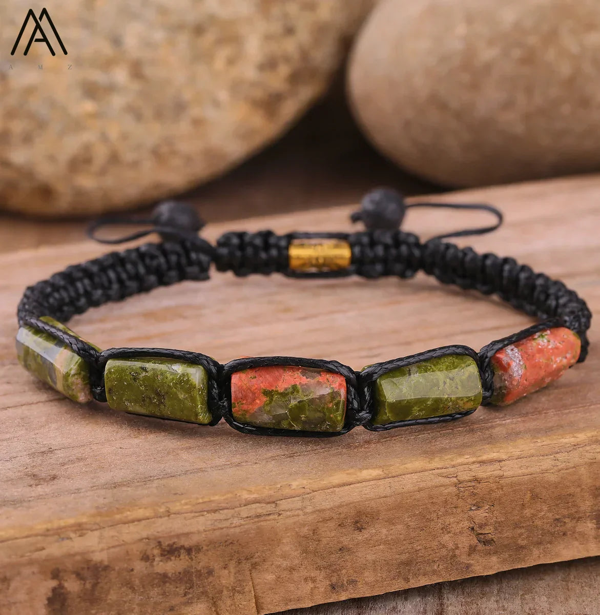 Natural Black Tourmaline Nugget Beads Knotted Handmade Woven