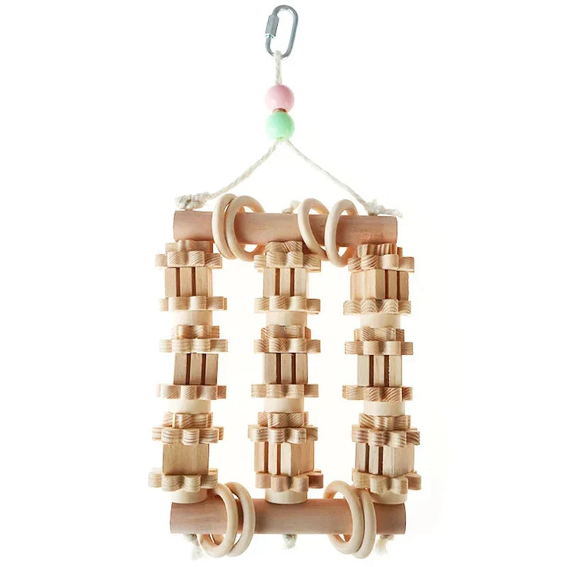 Bird Parrot Toy Natural Wooden Chewing Bite Toy