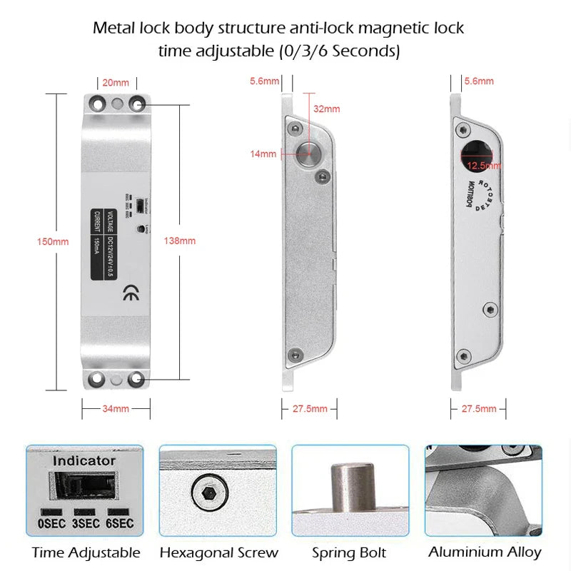 Electric Drop Bolt Lock Fail Safe Fail Secure