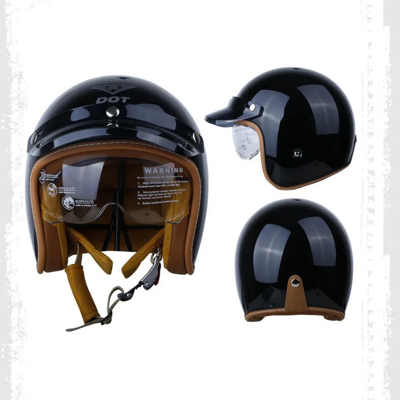 2023 Retro Open Face Motorcycle Helmet - Vintage Chopper DOT