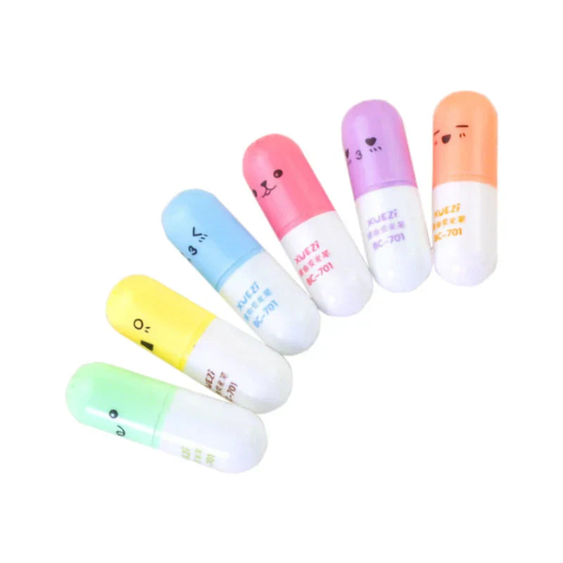 6 Pcs/Lot Capsule Eggplant Shape Cartoon Highlighters School