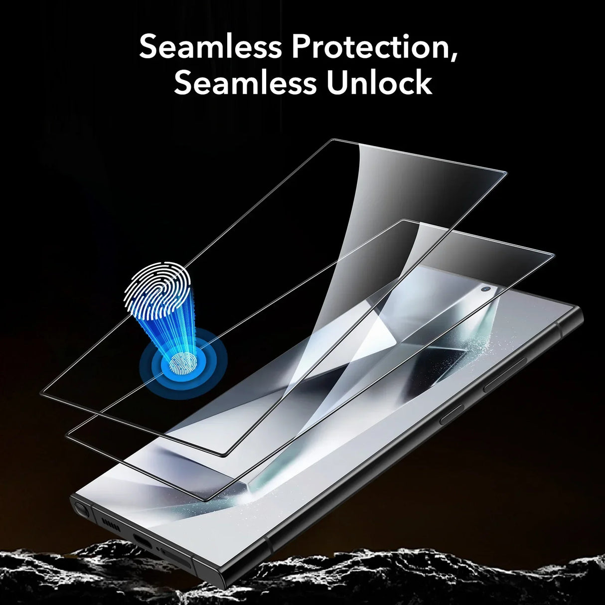 ESR for S24 Ultra Screen Protector for Galaxy S24 ultra 9H Full Coverage Tempered Glass with Fingerprint Unlocking (6.8 Inch)