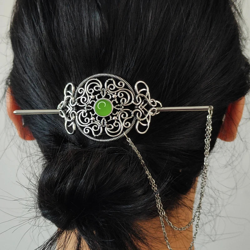 Witch Bat Hairstick Black Gothic Barrette Pagan Vampire