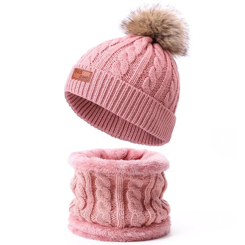 Baby Warm Winter Hats Scarf Gloves 3pcs Set