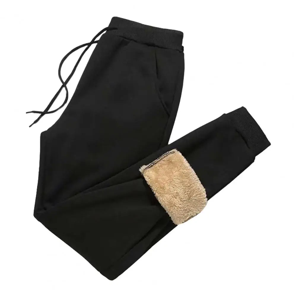 Men Fleece-lined Cotton Pants Winter Trousers Men's Winter