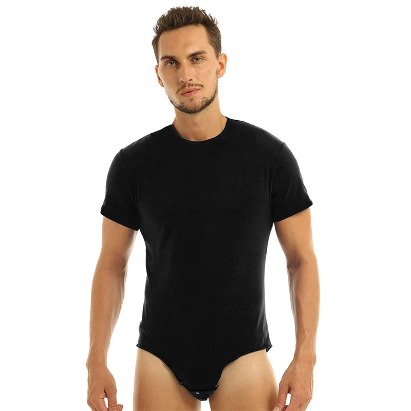 2023 Men T Shirt Bodysuit Sexy Short Sleeve