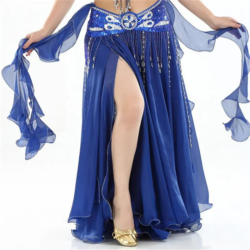 2022 New Belly Dancing Skirt Woman Chiffon Split