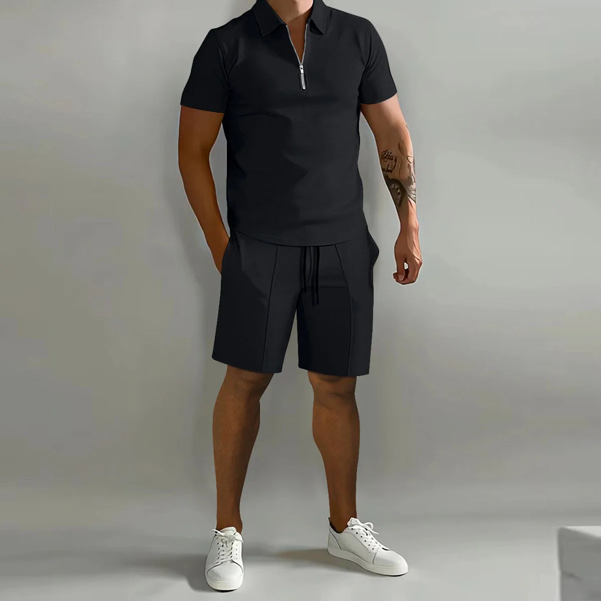 Summer New Solid Color Men's Sets High Street
