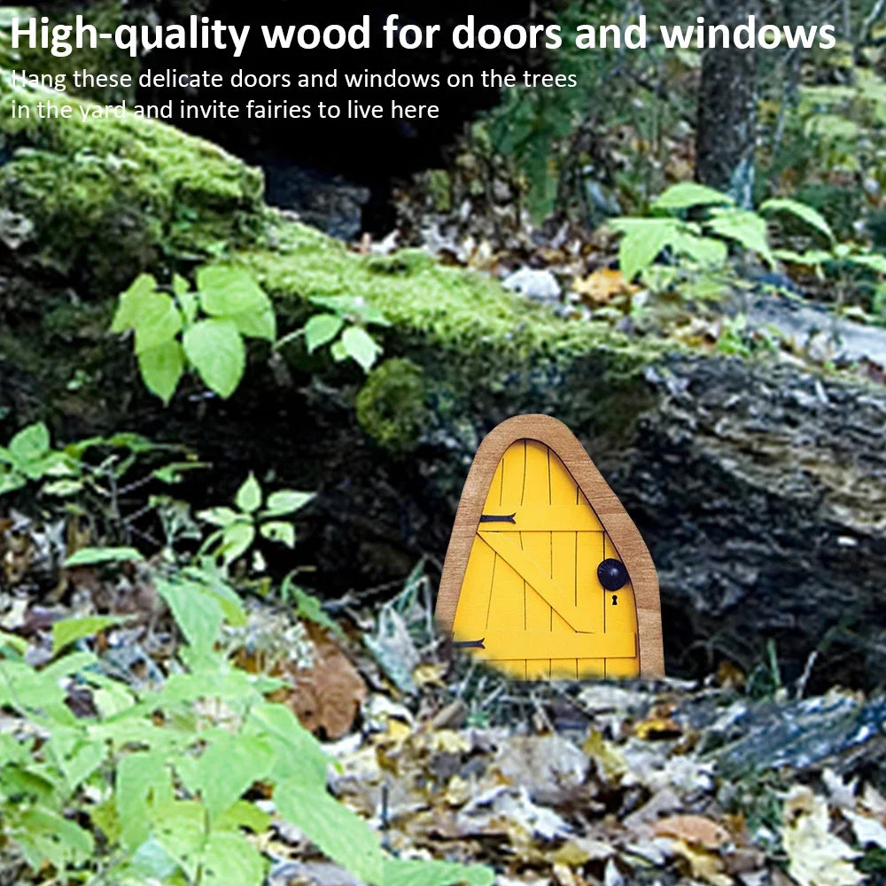 Garden Wooden Fairy Figurine Door Miniature DIY Window