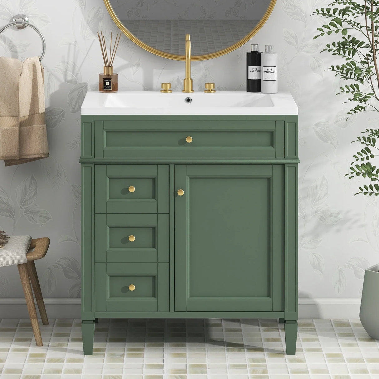 30'' Bathroom Vanity with Top Sink,Bathroom Storage Cabinet