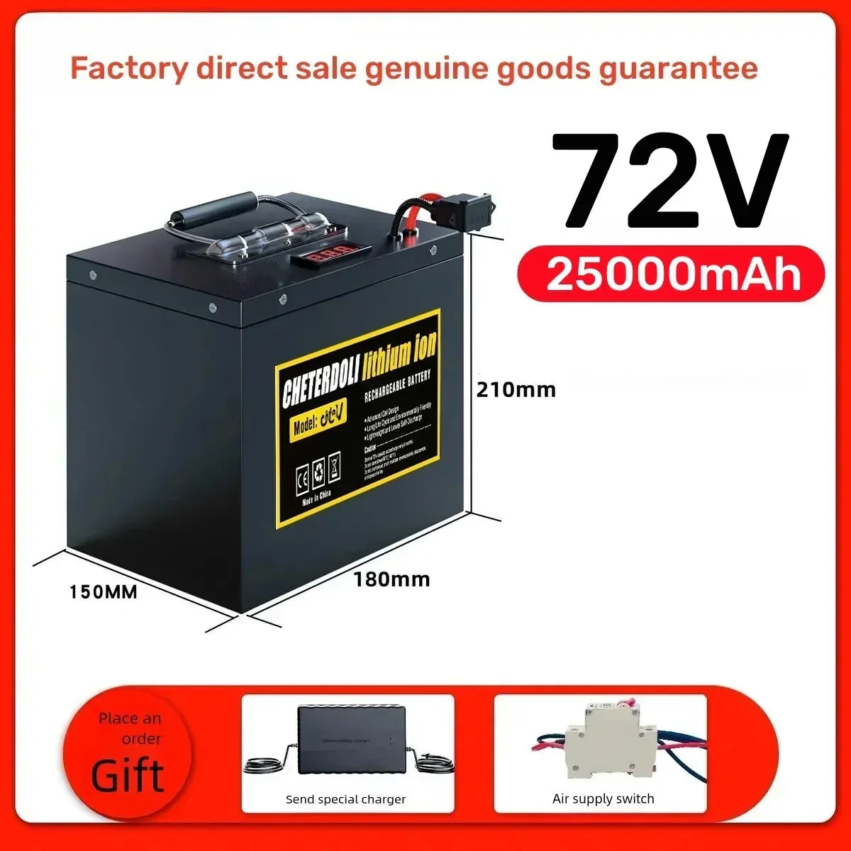72V 50Ah Ebike Lithium Battery 60V 72V 30Ah