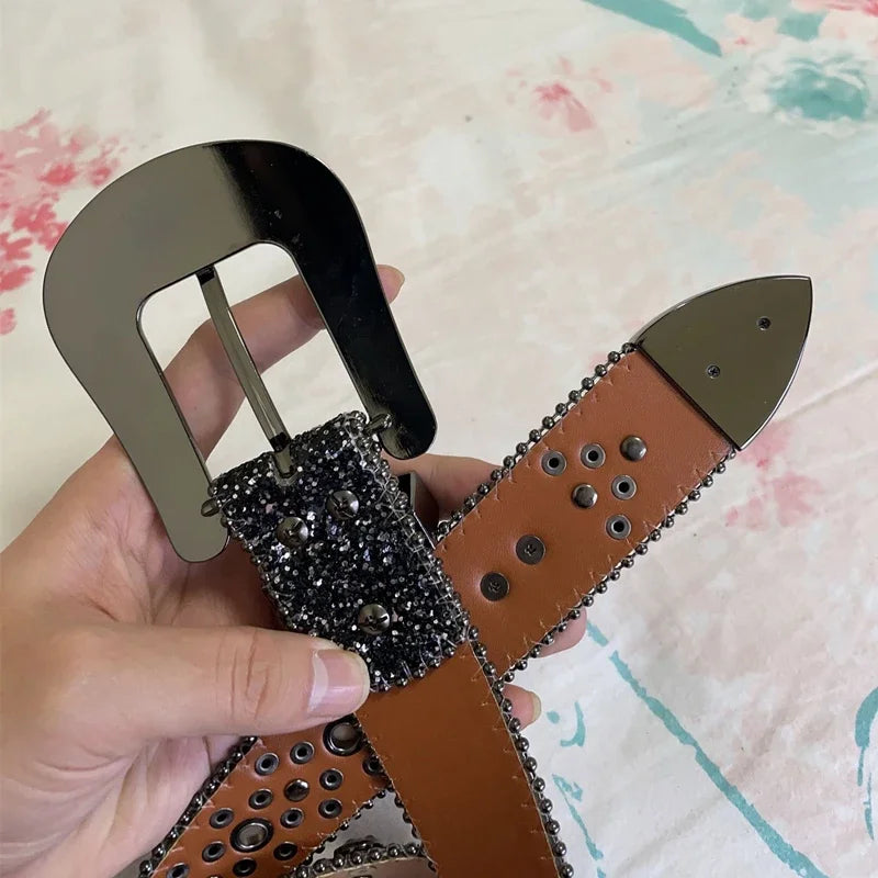 NOWISBB Y2K Rhinestones Belts Quality Western Cowgirl Cowboy
