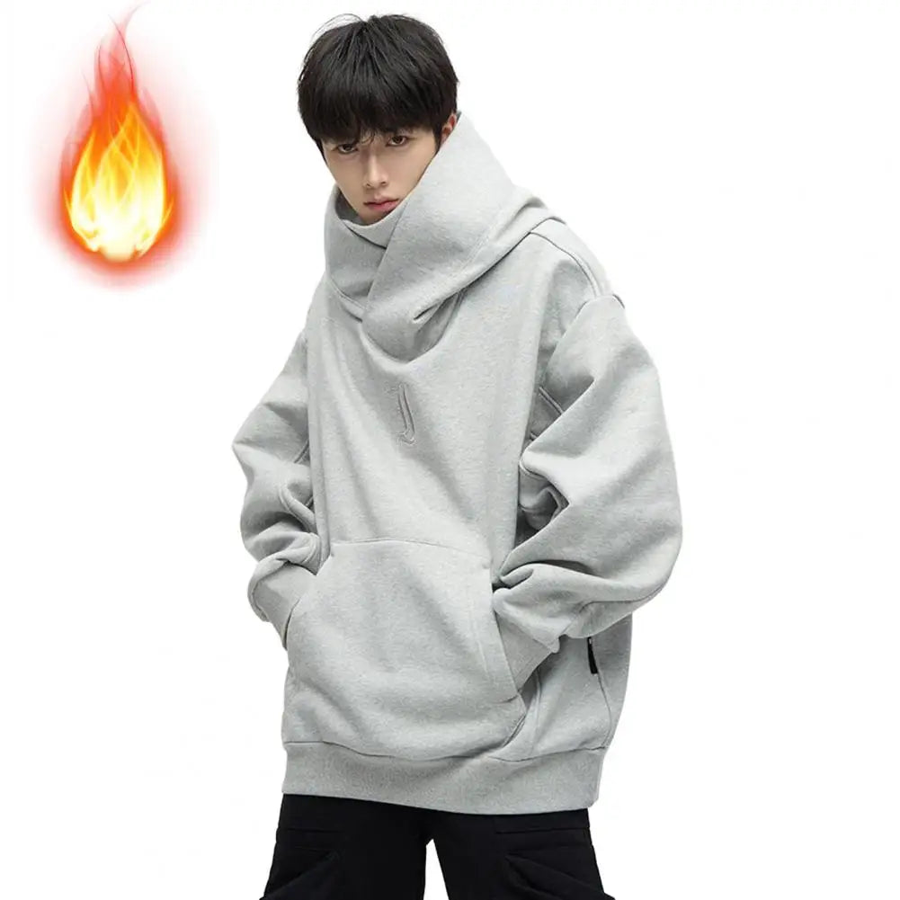 Solid Color Men Sweatshirt Japanese Harajuku Urban Streetwear