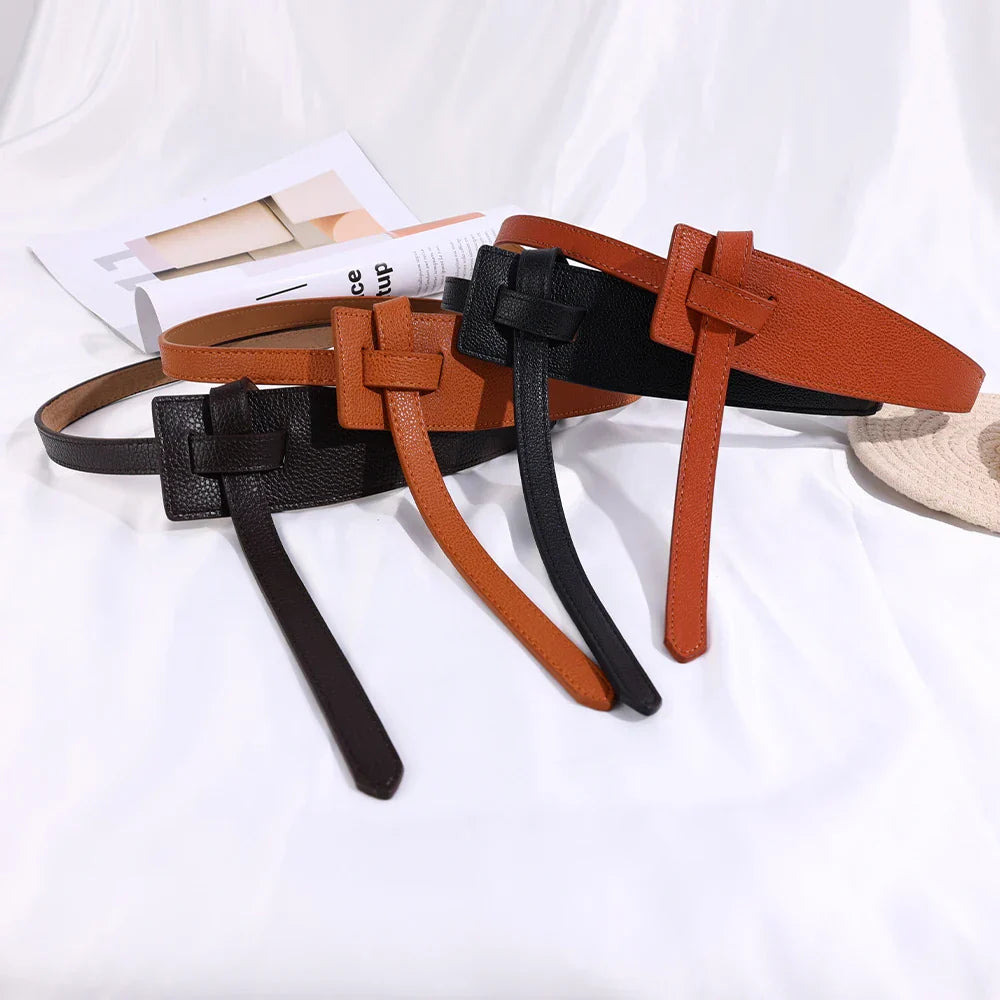 PU Designer Belts for Women High Quality Knot