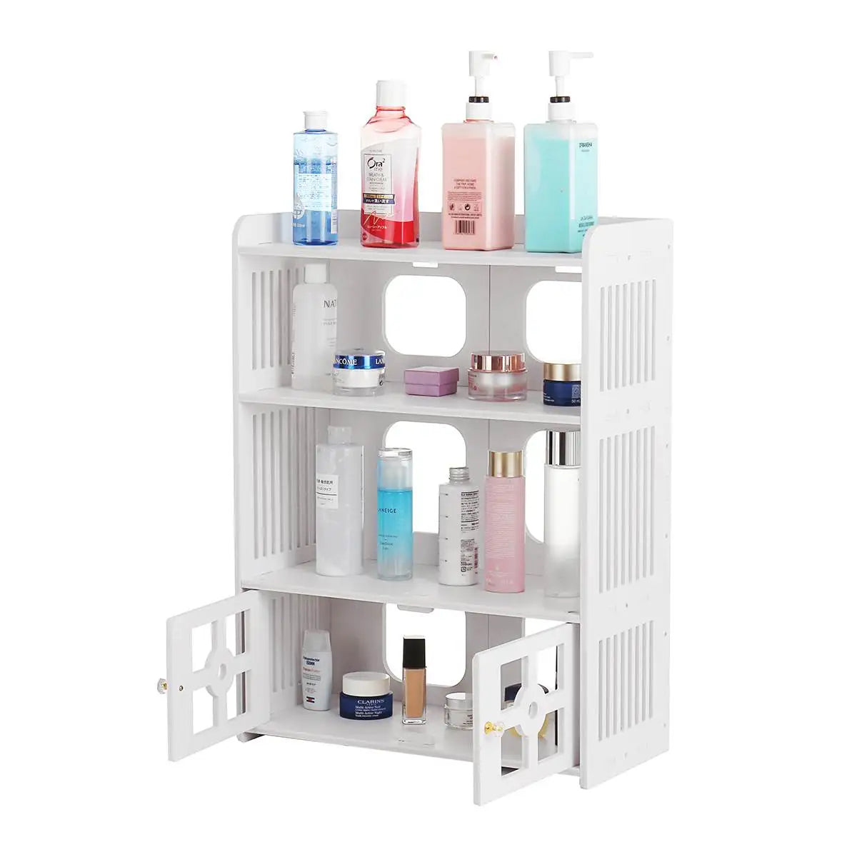 3 Layers Bathroom Cabinet Wall Mounted with Doors