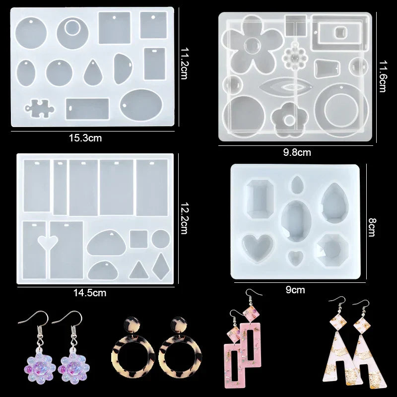 Mixed Style Jewelry Epoxy Resin Molds Set Silicone